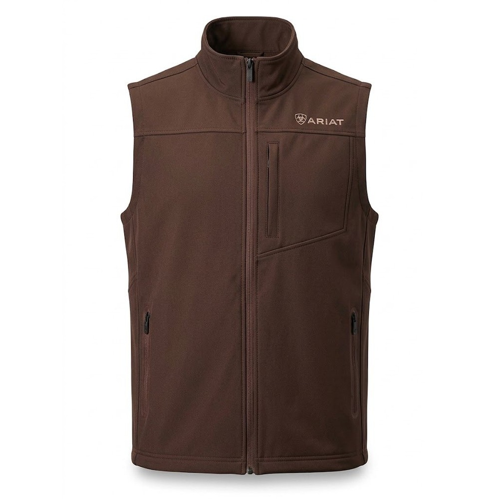 Ariat Mens Brown Softshell Full Zip Fleece Lined Equestrian Vest Medium - AC
